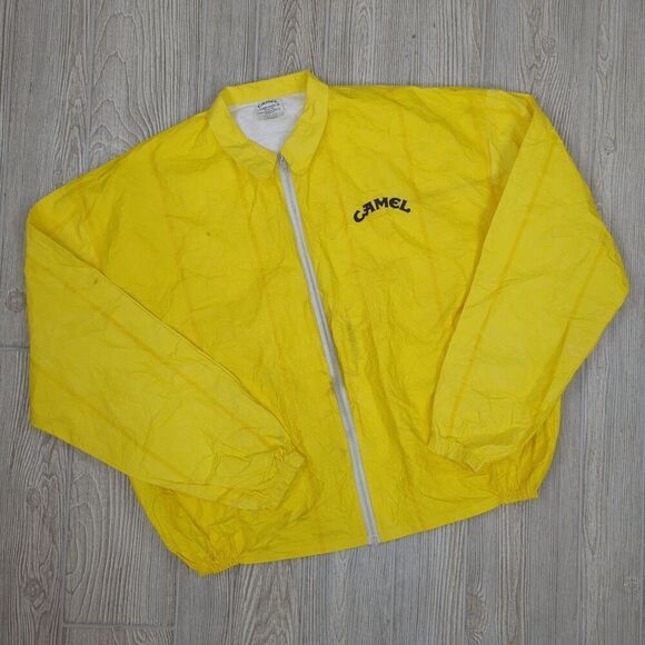 Camel Joe Tyvek Jacket Vintage 90s Windbreaker Unlined Bright Yellow Extra Large - Picture 1 of 10